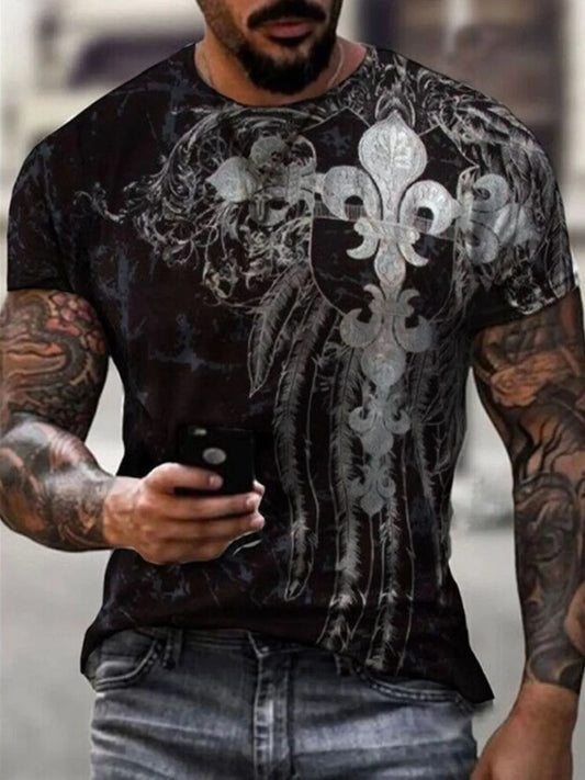 Men's Plus Size Graphic Round Neck Short Sleeve T-Shirt