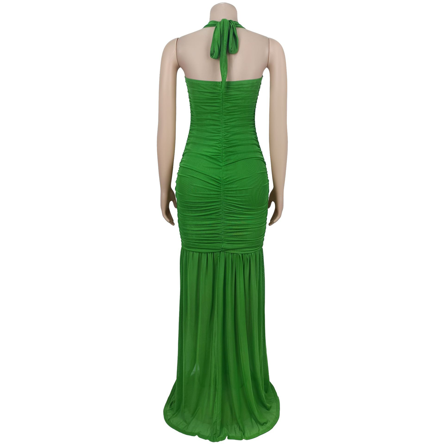 女士夏季網紗性感開衩純色連身裙