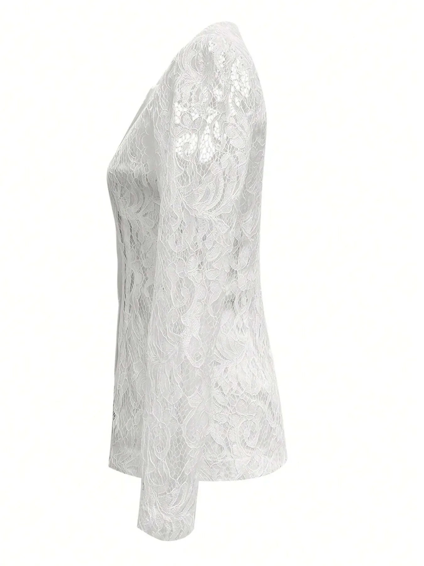 Floral Pattern Lace Single-Breasted Blazer