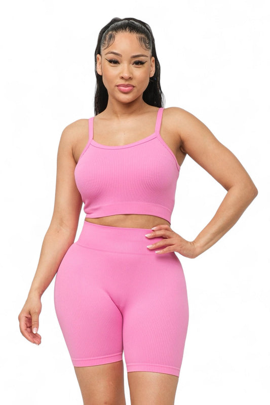 Seamless Basic Tank Top and Biker Shorts Set