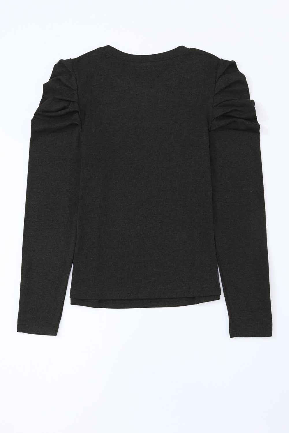 Black Buttoned Puff Long Sleeve Sheath Top