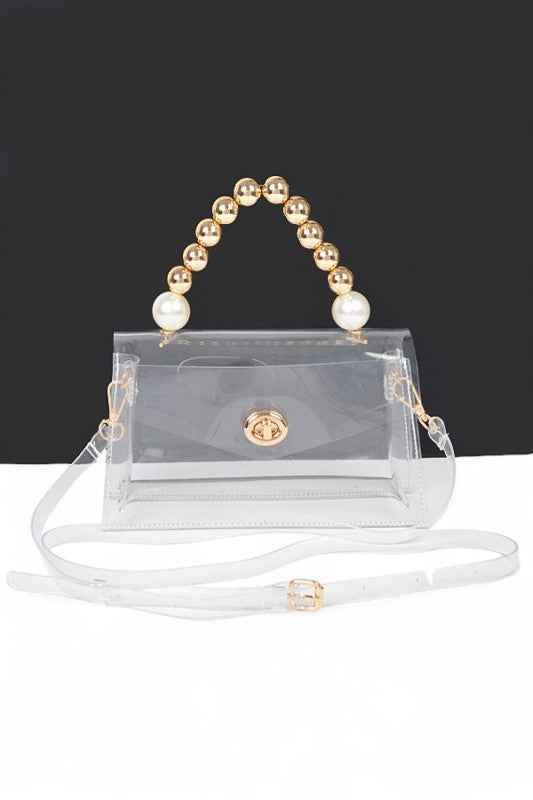 Metallic Beaded Top Handle Stadium Event Bag