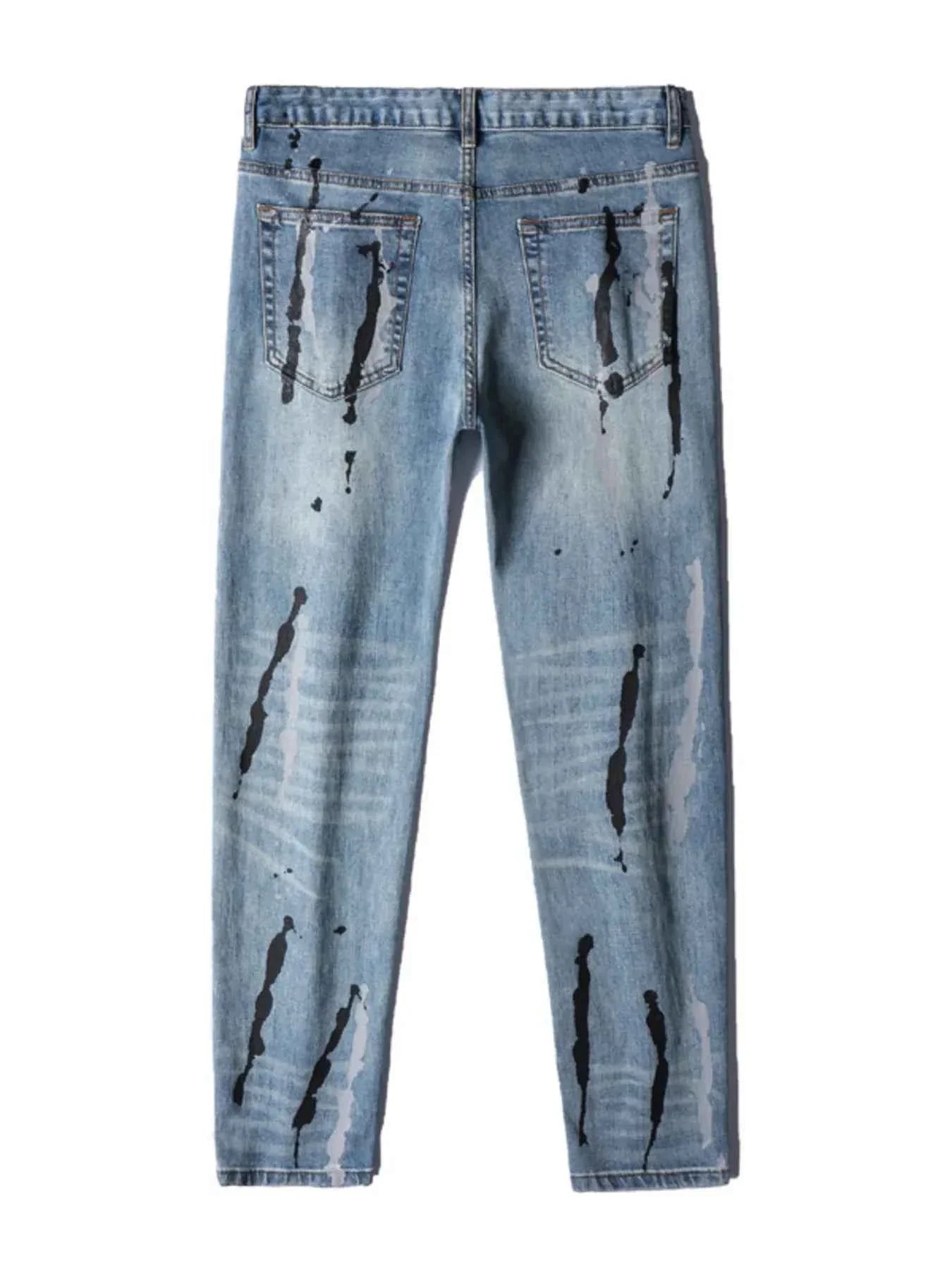 Men's Splatter-Paint Style Slim Fit Jeans