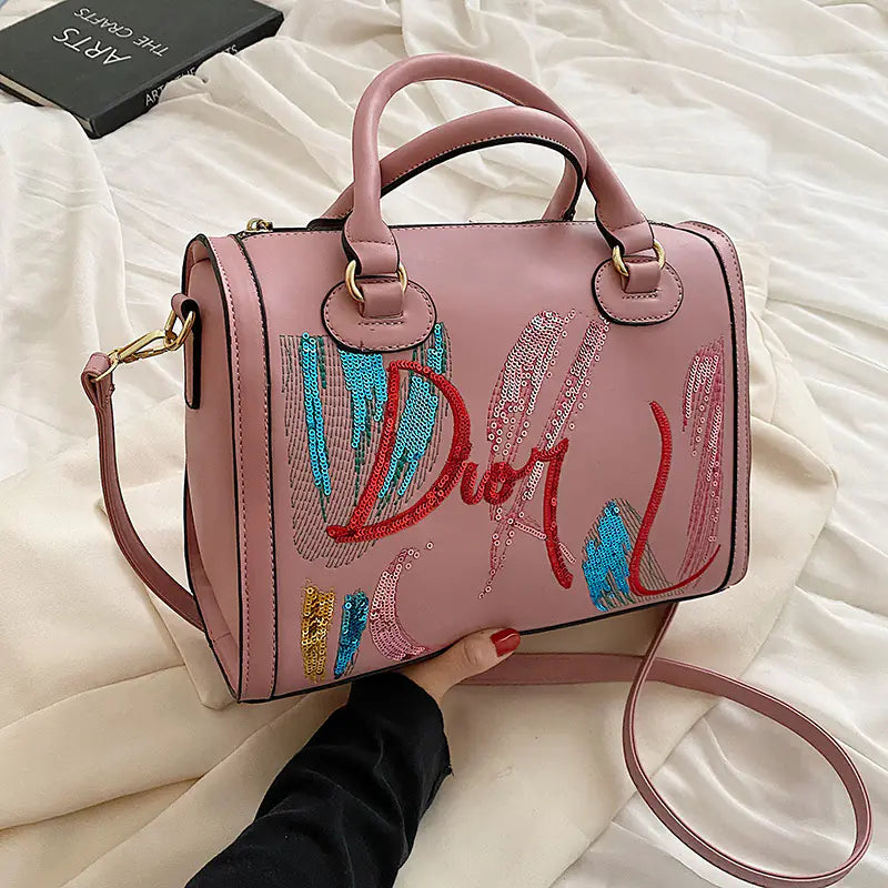 Bolso bandolera portátil de moda con bordado de lentejuelas
