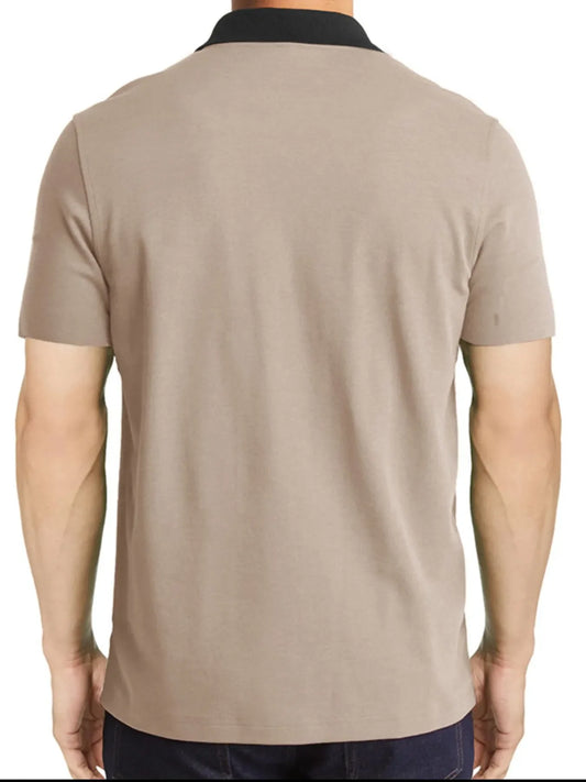 Men's Contrast Collar Quarter-Zip Polo Shirt