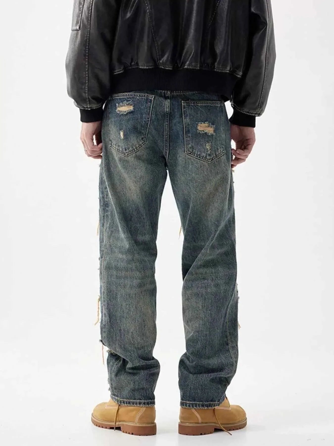 Men's Distressed Wide Leg Jeans