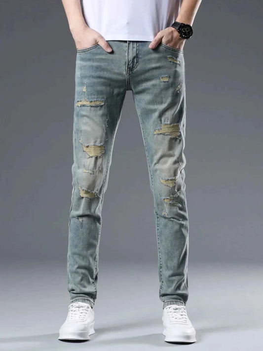 Trendy Washed Slim Fit Denim Jeans for Men