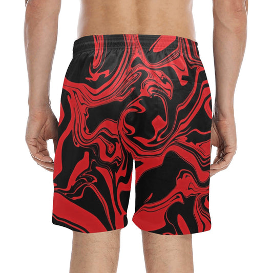 Red and Black Slime Oil Spill Swim Shorts
