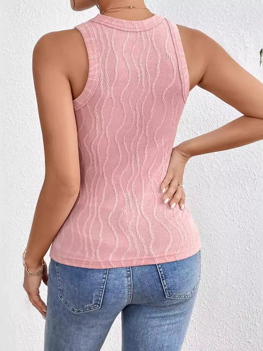 Camiseta de tirantes con cuello redondo y textura