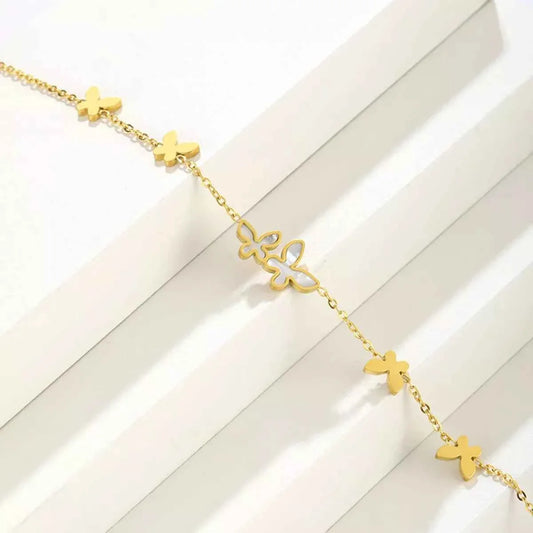 18K Gold-Plated Butterfly Charm Bracelet