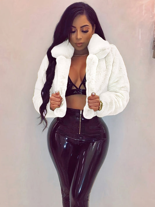 Cozy Chic Faux Fur Collar Cardigan Jacket