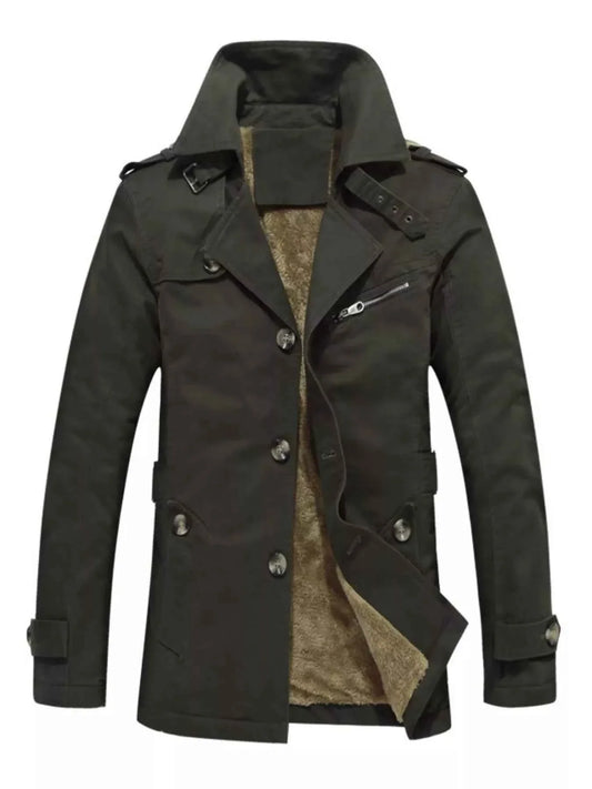 Men's Plus Size Button Up Long Sleeve Coat