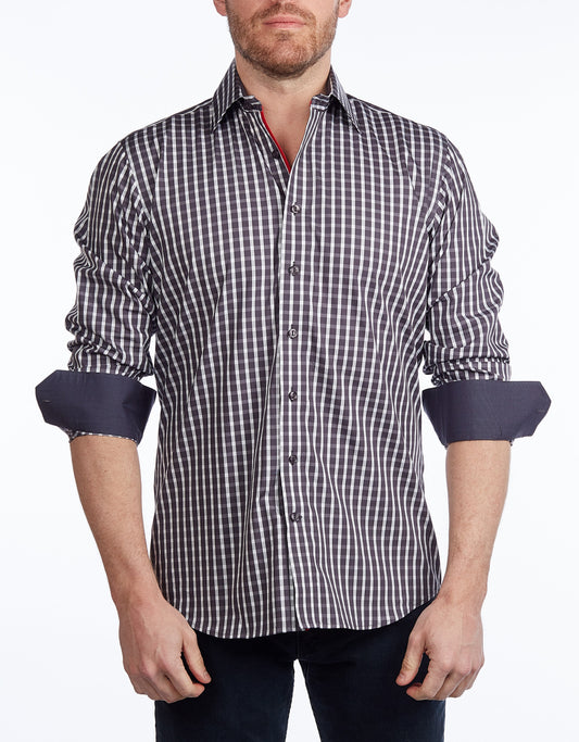 Button-Up Shirt I Charcoal - Contemporary Fit - Contrast trimming