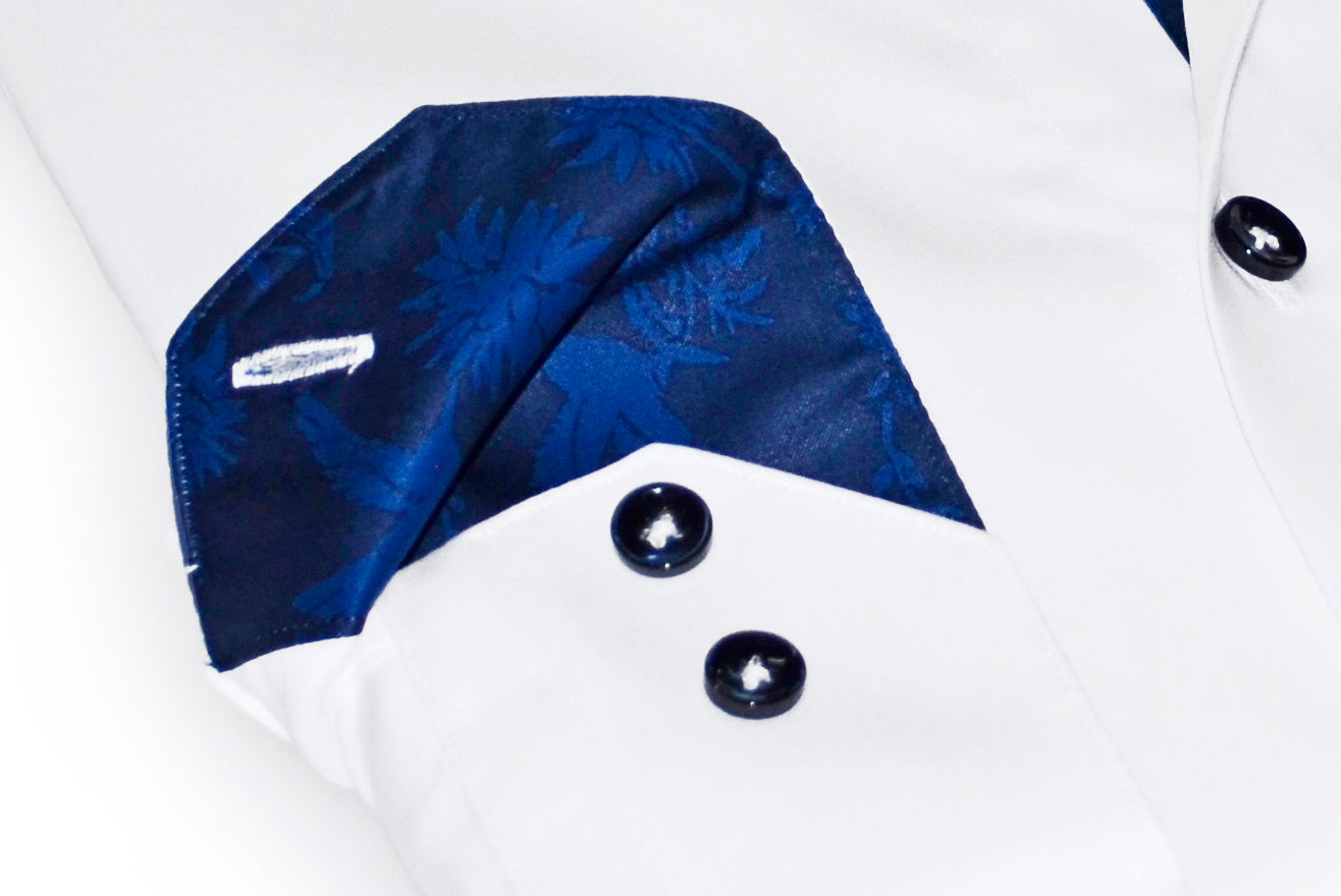 Gabe Button-Up Shirt With Contrast Details // White // Contemporary Fit (Regular)- final sale