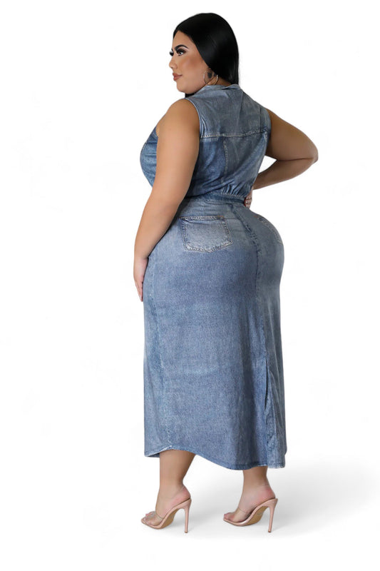 Curvy Denim Illusion Dress