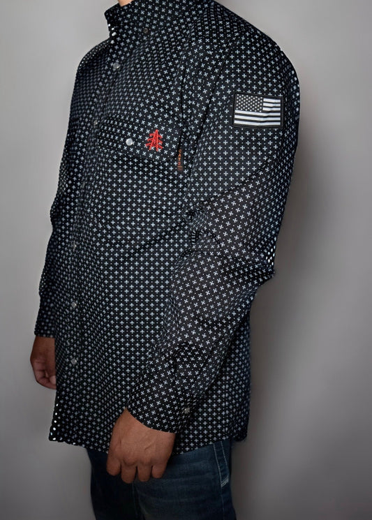 FR 珍珠扣工作襯衫 - 死神黑