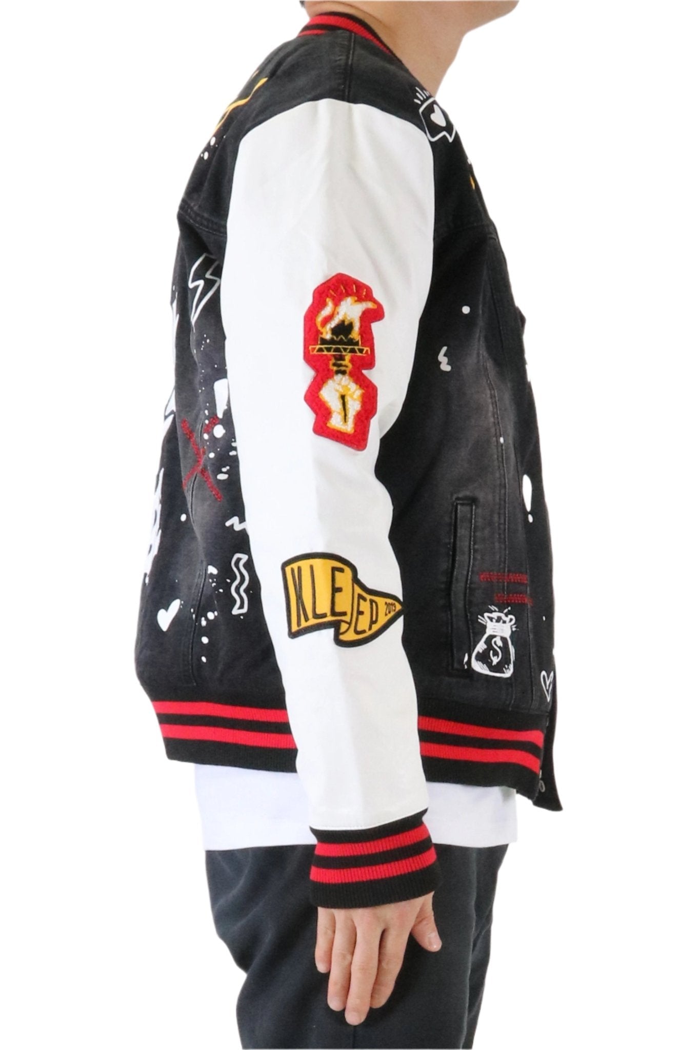 NEW VERTE Padded Washing Denim Bomber Jacket