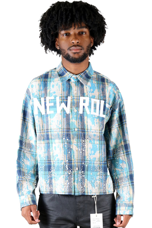 ASHEN Heavy Flannel Crop Top Button Down Shirt