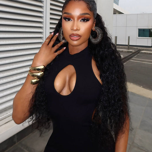 Casual Sports Women Clothing Office Hollow Out Cutout out Tight Solid Color Jumpsuit Backless Low Waist Long Jumpsuit