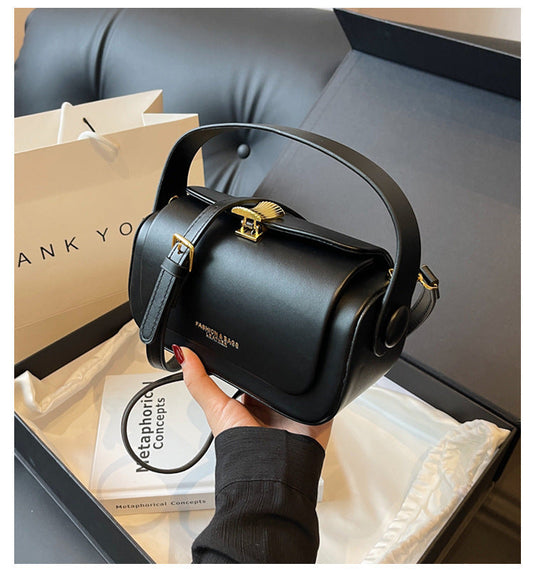 Bolso cuadrado pequeño portátil de alta calidad para mujer, ligero, de piel sintética, tipo caja, para oficina, bandolera a juego.