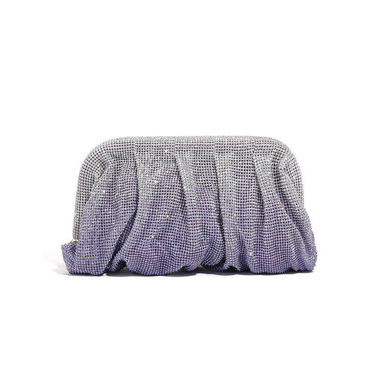 Bolso de mano de alta calidad con tachuelas de diamantes, cadena plisada, clip de nube de diamantes de imitación, bolso de cena, bolso cruzado de un solo hombro