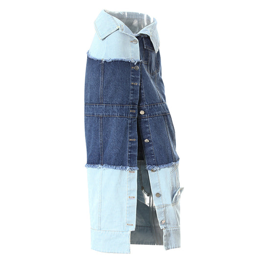 Vestido personalizado de dos piezas con diseño de patchwork y contraste de colores de primavera de Niche para mujer