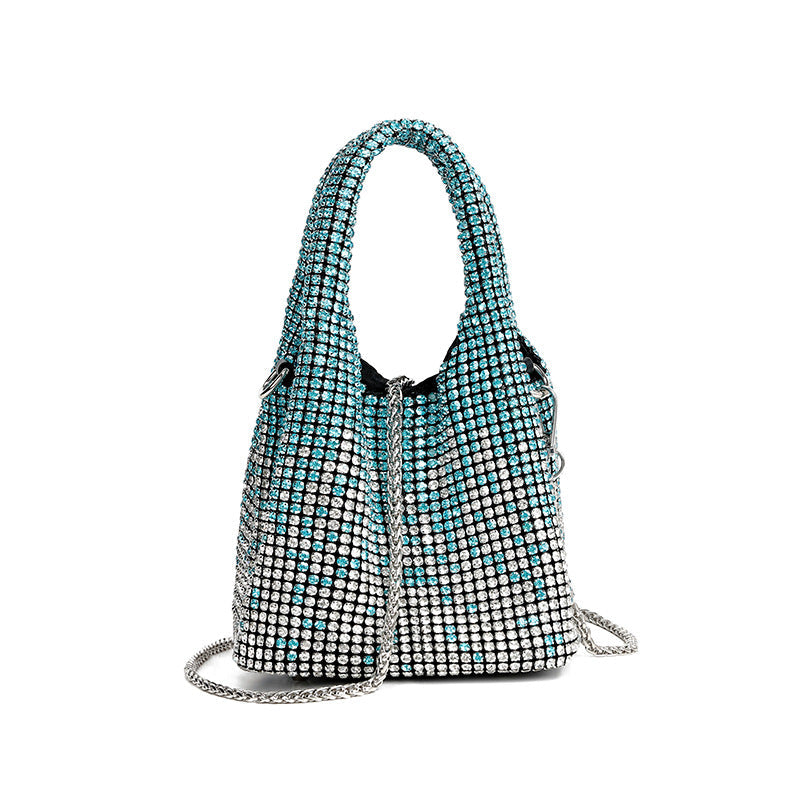 Bolso de cena con diamantes para mujer, bolso de cubo con diamantes de imitación, bolso cruzado de hombro para mujer, bolso King Diamond