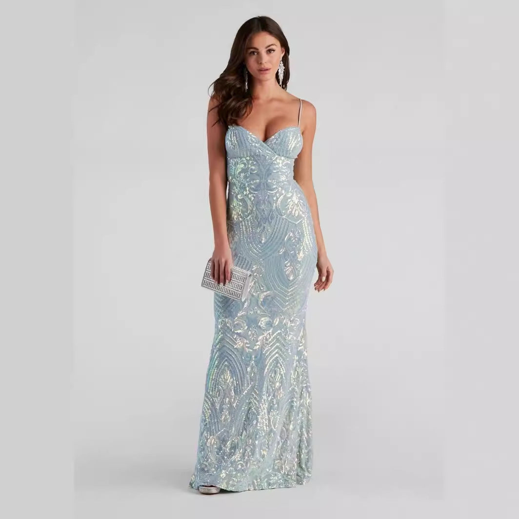 Vestido de noche sexy con escote en V y largo hasta el suelo, elegante y elegante, para cóctel o fiesta formal, ropa para mujer