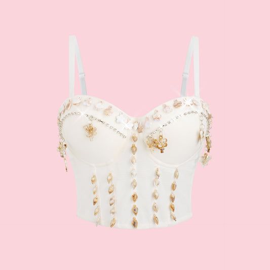 Sexy Outerwear Small Sling Vest Slim Fit Shell Tassel Decorative Dress Top