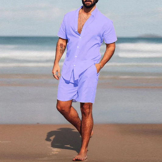 Conjunto de playa hawaiano transpirable de dos piezas para hombre