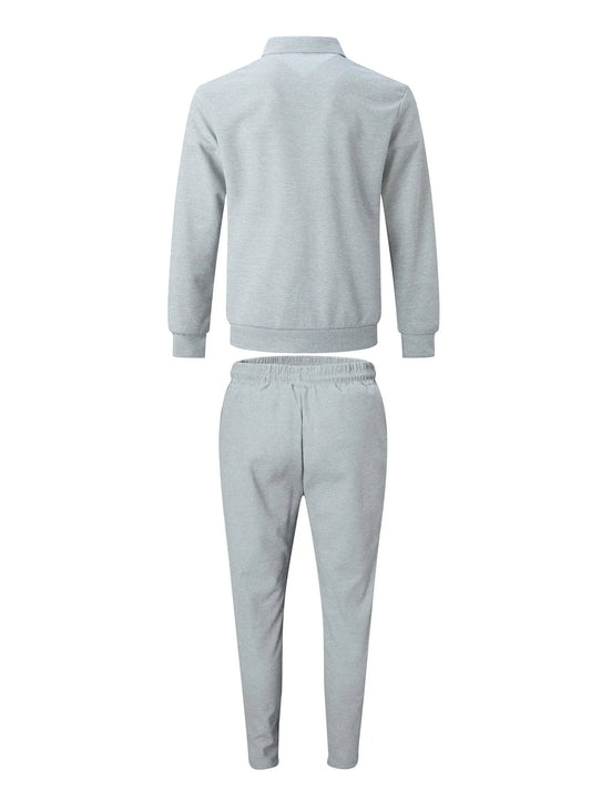 Men's Slim Fit Jacket with Zipper Pocket, Long Sleeved Sportswear, Cardigan Jacket Set, Long Pants, Elegant, two-Piece Set