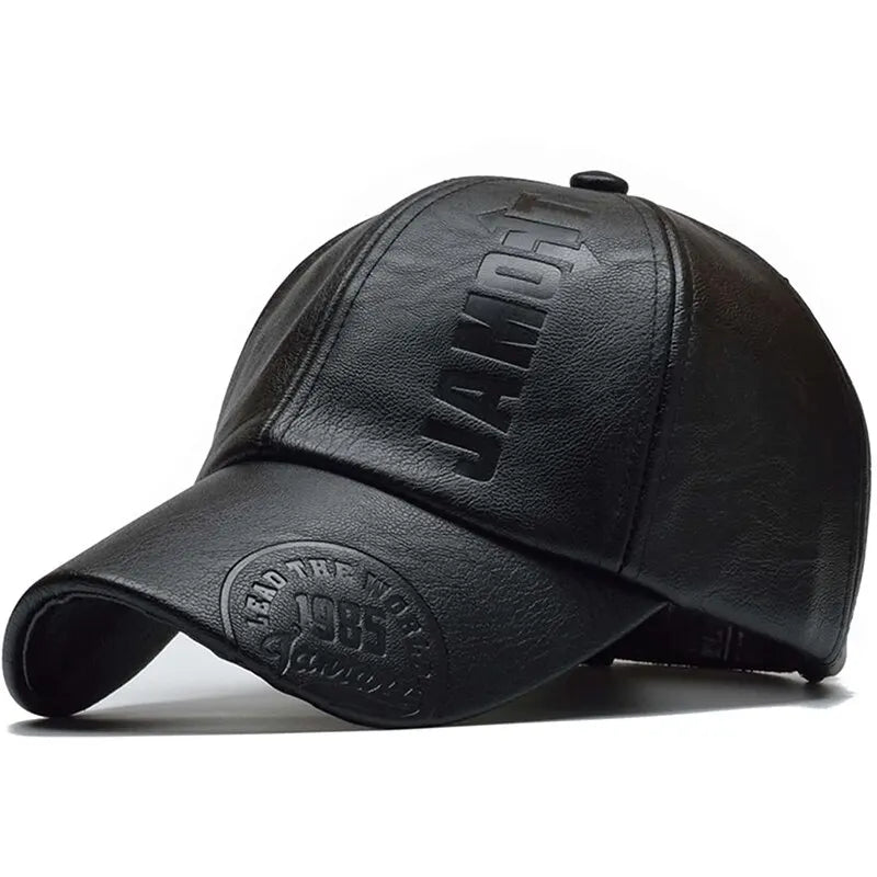 Gorras de béisbol de piel sintética con estampado de letras, ajustables, informales, para primavera y otoño, para exteriores, con protección solar