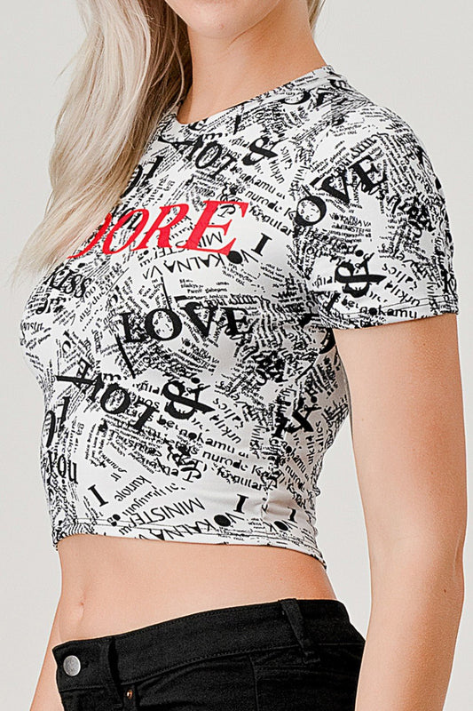 Adore Graphic Crop Top" - "Love Me Tee