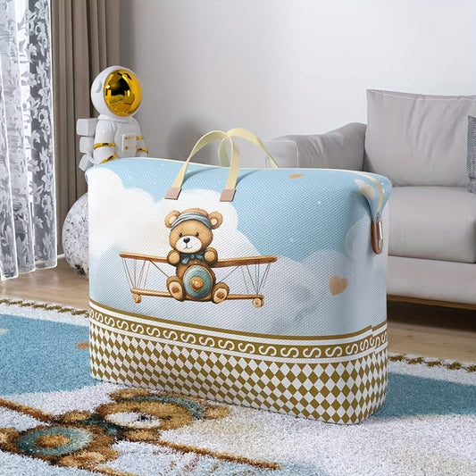 Adorable Bear Pilot Light Blue Storage Bag Foldable Organizer