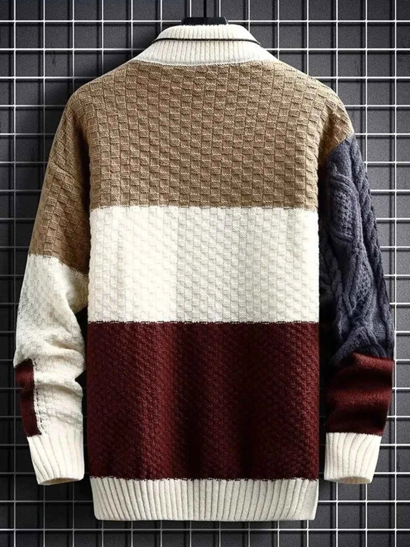 Men's Plus Size Color Block Knitted Pullover