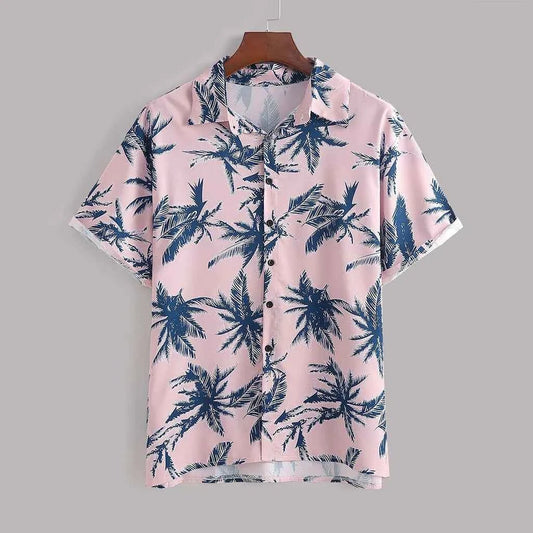 Men's Full Size Tropical Print Hawaiian Style Top and Shorts Set Plus Size