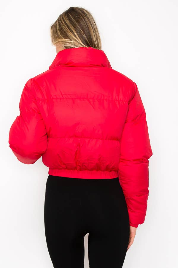 大膽舒適的高領印花襯裡羽絨服