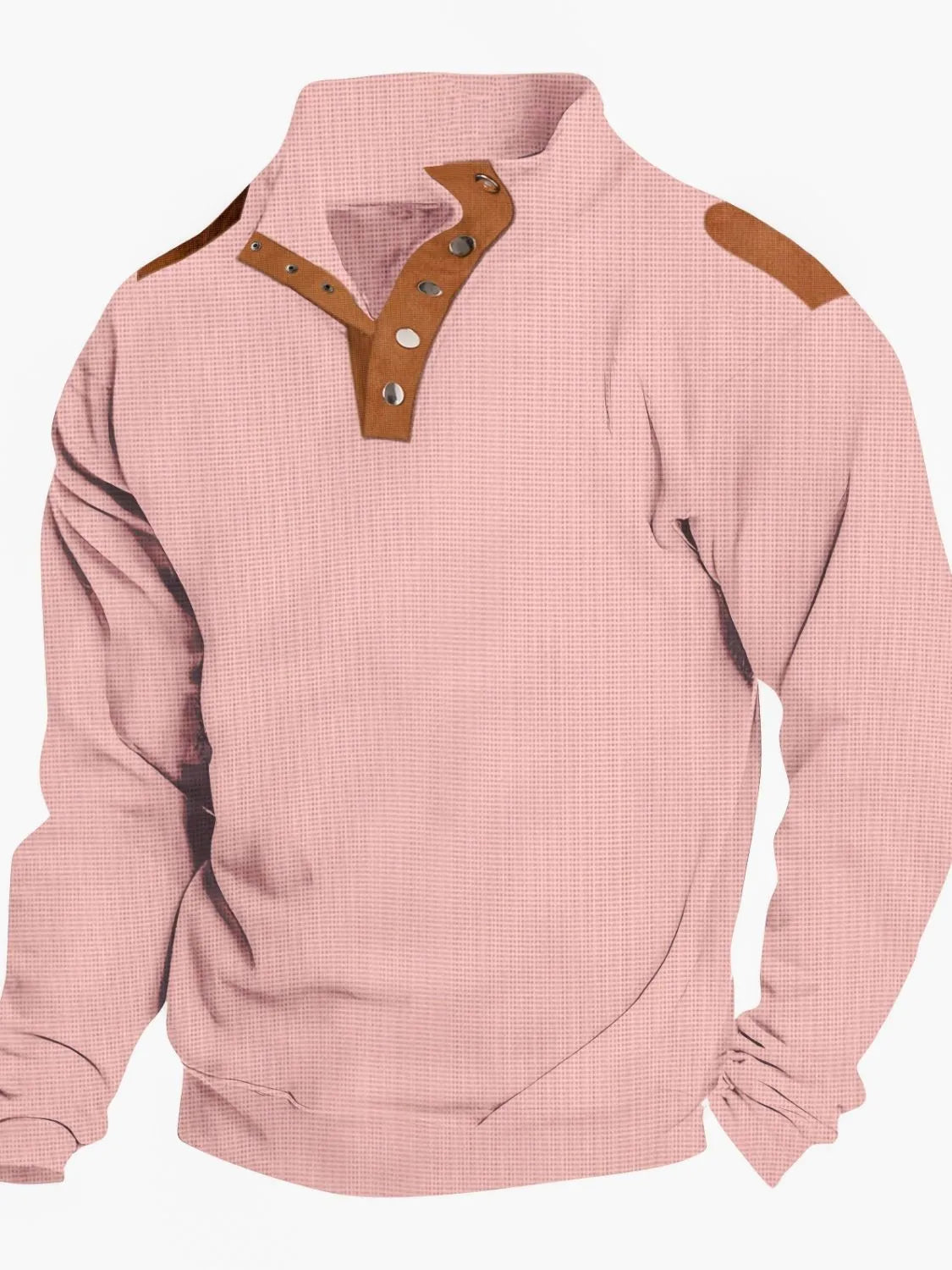 Men's Full Size Quarter Snap Long Sleeve Top Plus Size