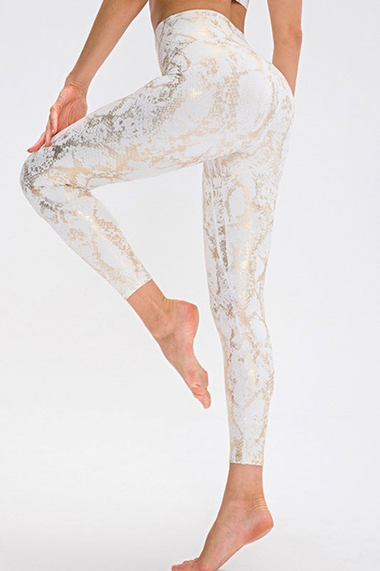 Leggings deportivos de cintura ancha con estampado animal Sleek Savage
