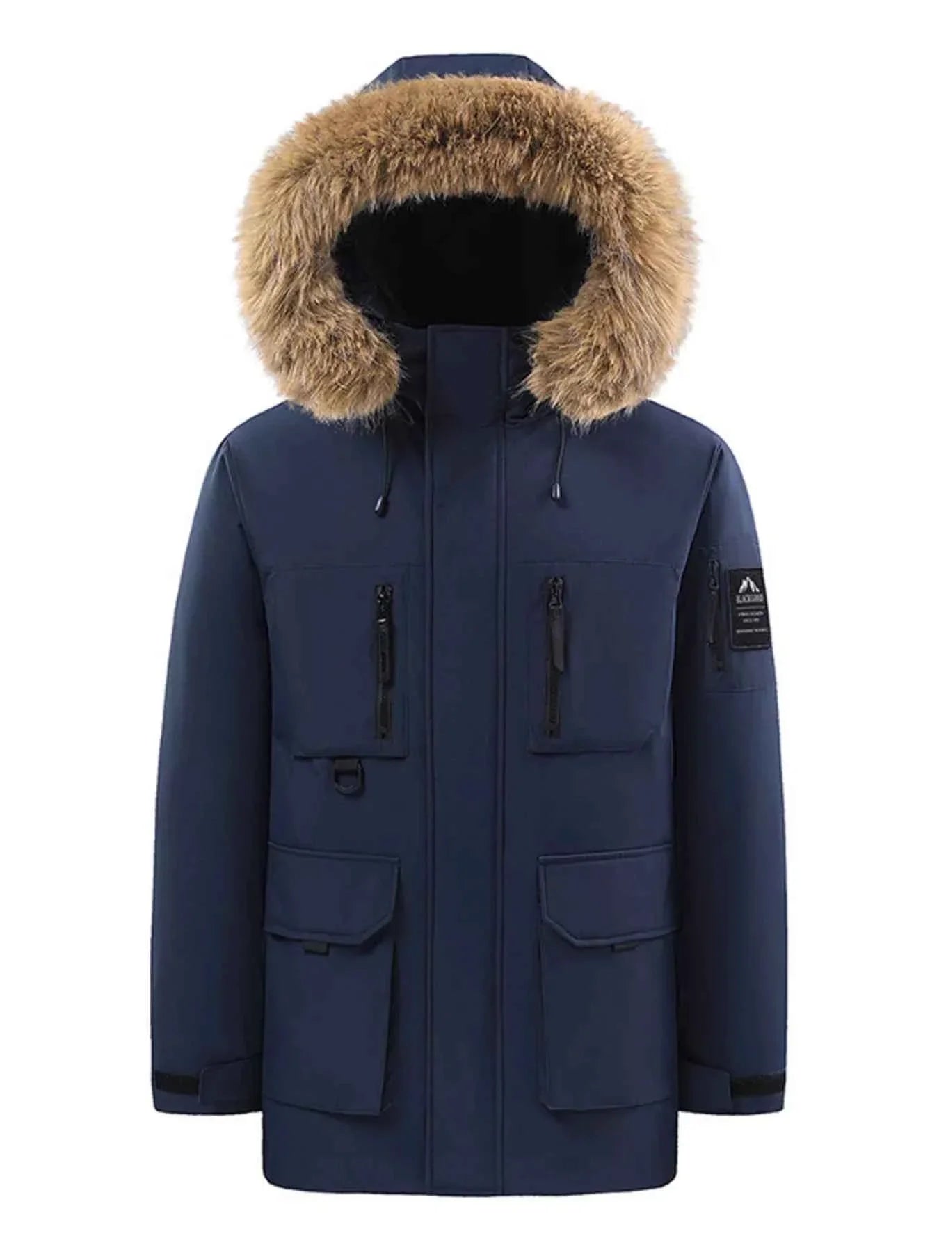 Men's Full Size Fur Hooded Winter Parka Coat Plus Size