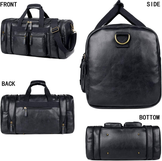 Men’s Leather Duffel Bag – Carry-On Travel 40L Travel