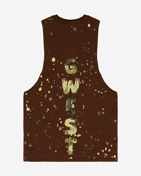 G WEST LOGO ARMY TAN SPLATTRE BROWN TANKS