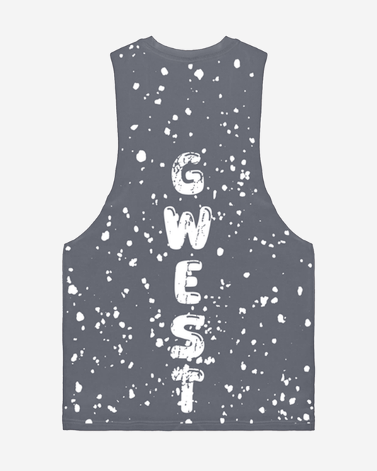 G WEST LOGO MENS GREY TANKS