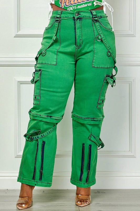 Pantalones vaqueros cargo utilitarios de talla grande Oh So Crafty - Verde