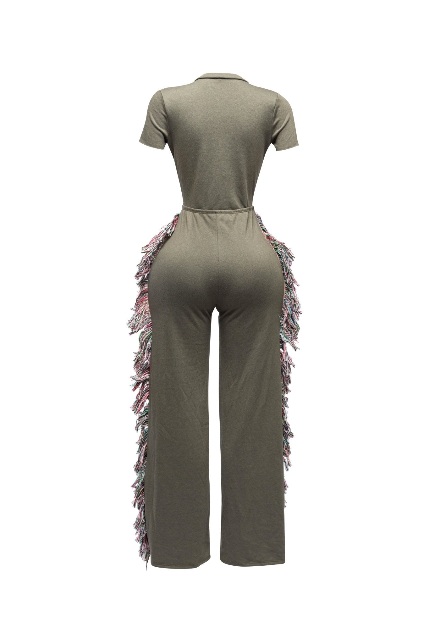 Rodeo Queen 大尺碼流蘇連身褲 – 寬腿設計,飾有流蘇細節