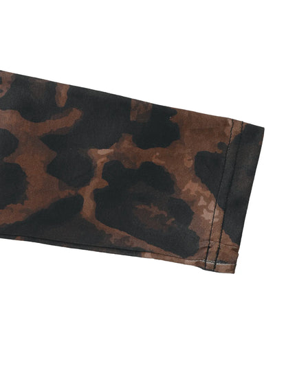 豹紋圓領上衣與半裙套裝