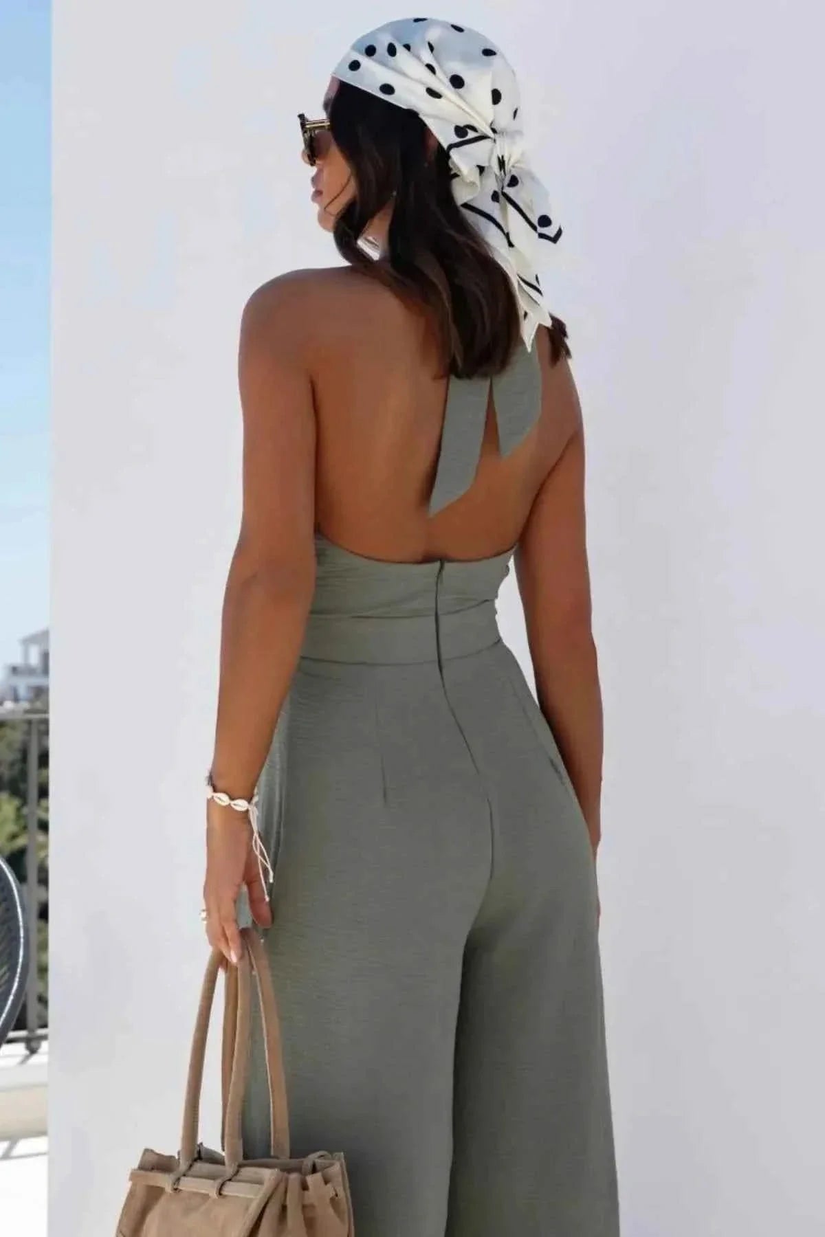 Halter Neck Wide Leg : With Keyhole Detail Jumpsuit