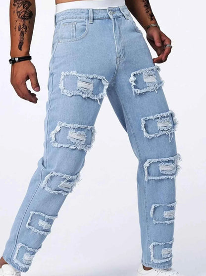 Distressed Slim Fit Jeans for Men