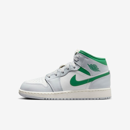 Air Jordan 1 Mid GS White Pure Platinum Pine Green