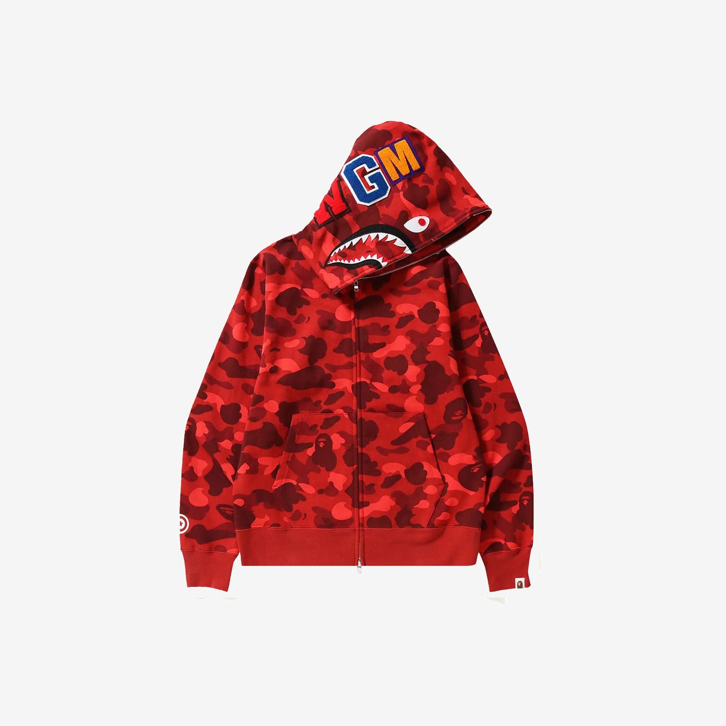 Bape Color Camo Shark Full Zip Hoodie Red